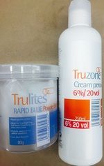 Trulites hair blue bleach powder with Peroxide 20v